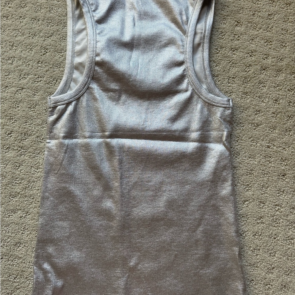 Zara Foil Rib Tank Top in Silver - Picture 4 of 4